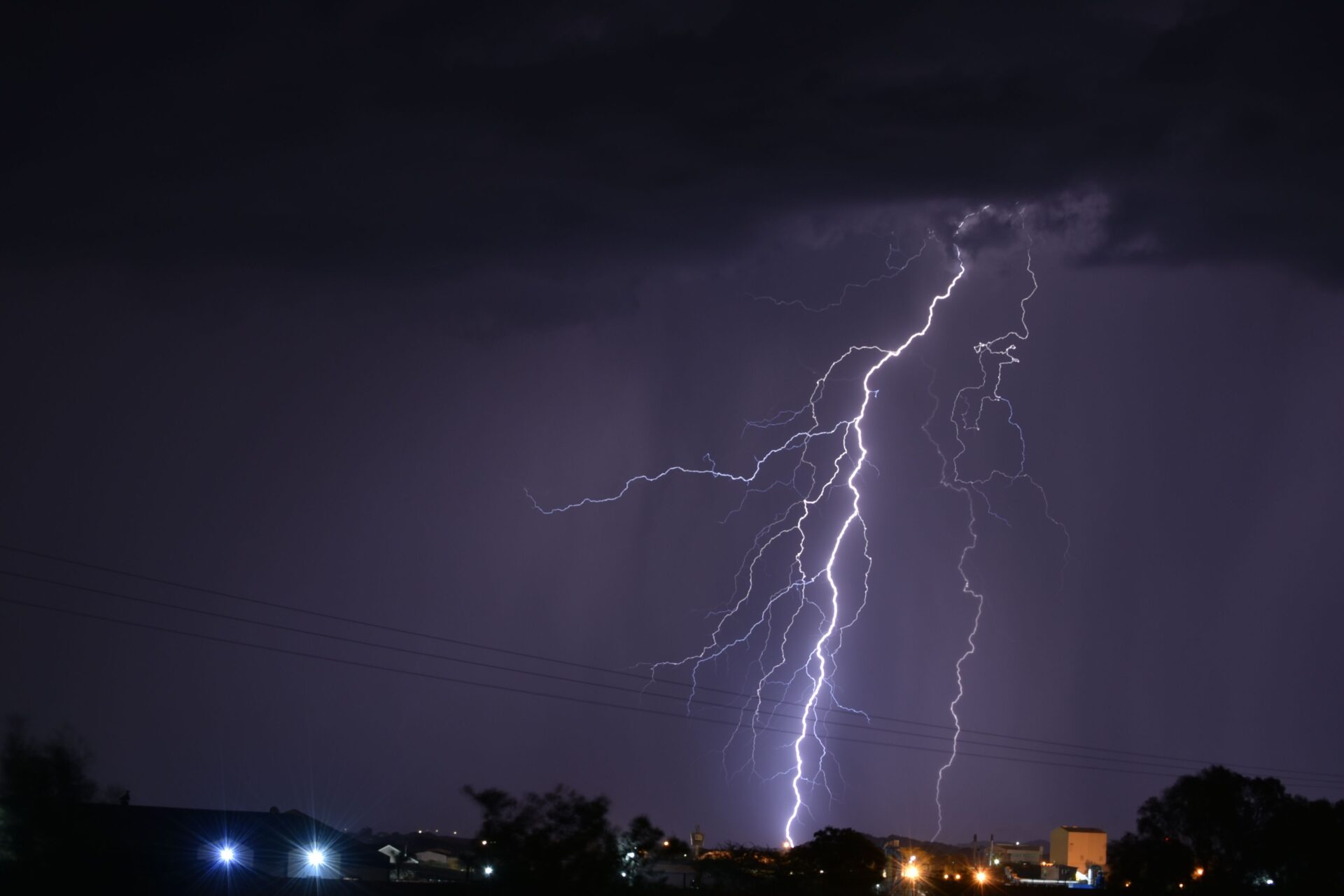 Lightning strike during a storm